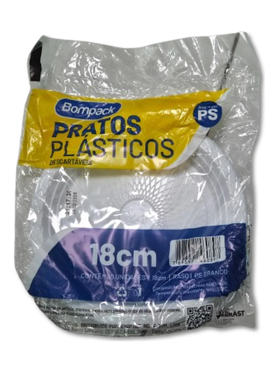 Bompack Pratos Plásticos 18cm 10un