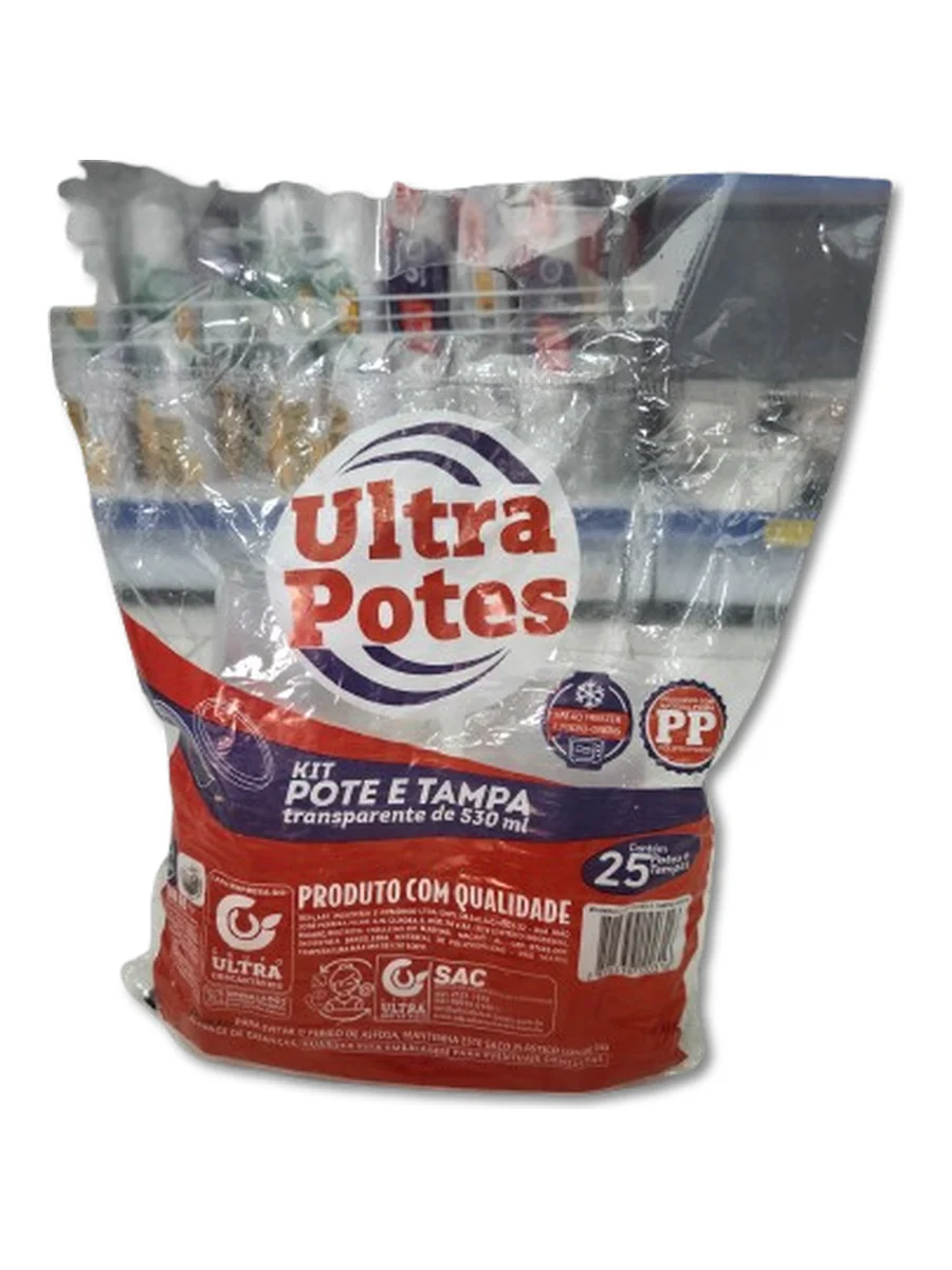 Ultra Potes Kit Pote e Tampa 530ml 25un